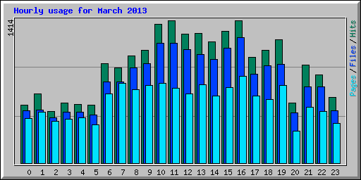 Hourly usage for March 2013